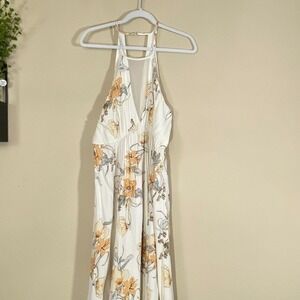 WILLOW AND CLAY WHITE FLORAL HALTER DRESS